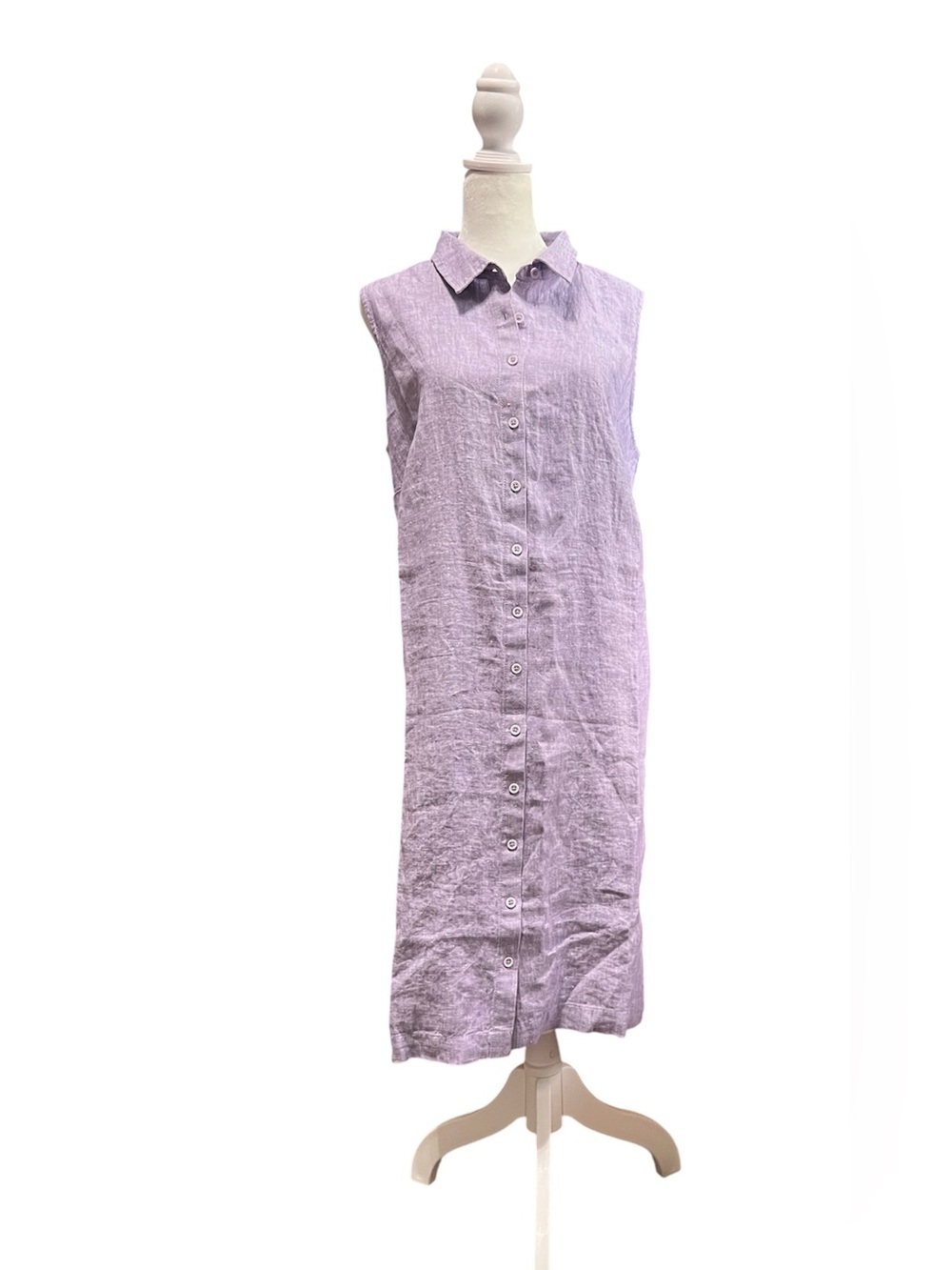Garnet Hill Sleeveless Lavender Linen Shirt Dress - Picture 2 of 16
